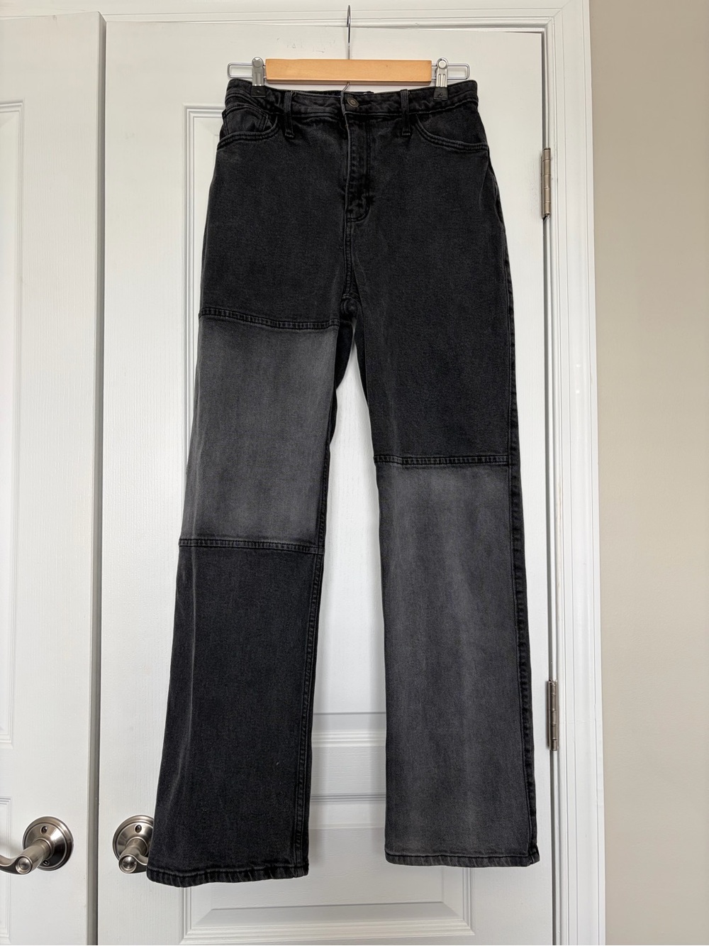 Hollister Ultra High Rise Dad Jeans W27 Two-Tone Color-Block Gray Black Y2K